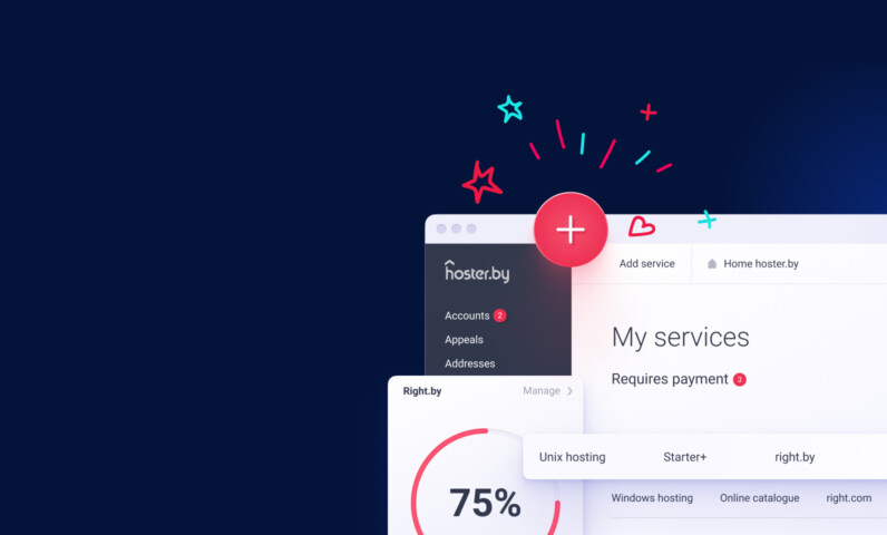 The design of Hoster.by personal account interface