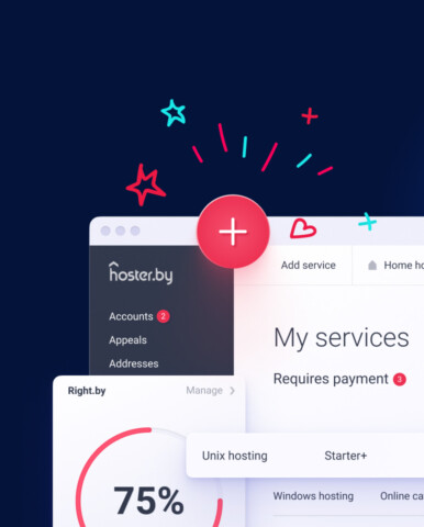 The design of Hoster.by personal account interface