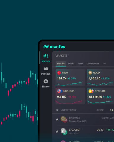 Interface of Monfex trading terminal and app