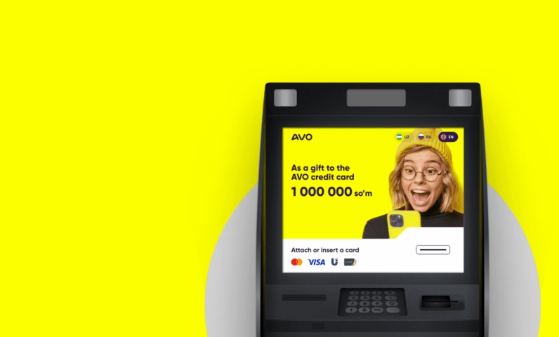 ATM and cartomat interface for AVO digital bank