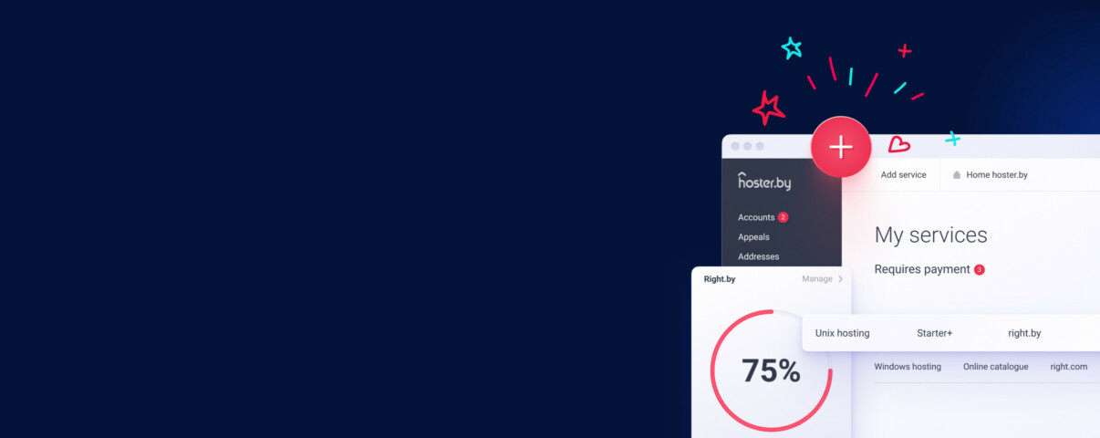 The design of Hoster.by personal account interface