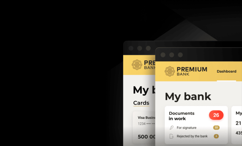 Design interface of the Premium Bank