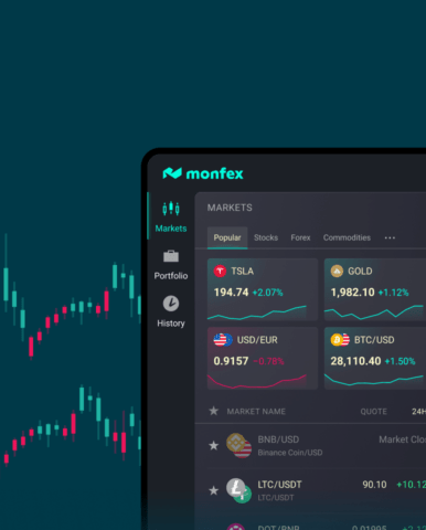 Interface of Monfex trading terminal and app